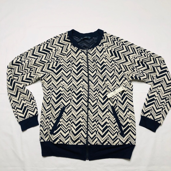 NWT Bomber Cardigan Zip Up sweater Tart Navy - Picture 8 of 8